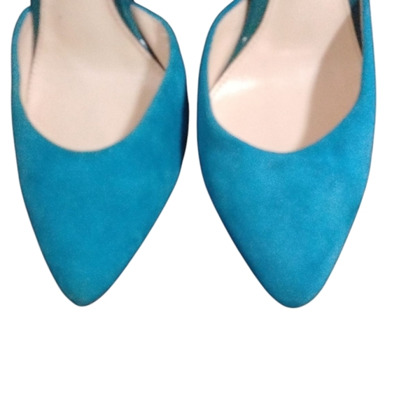 Pelle Moda Blue Suede Pumps Cut-Out Heels Size 7 - Picture 4 of 10